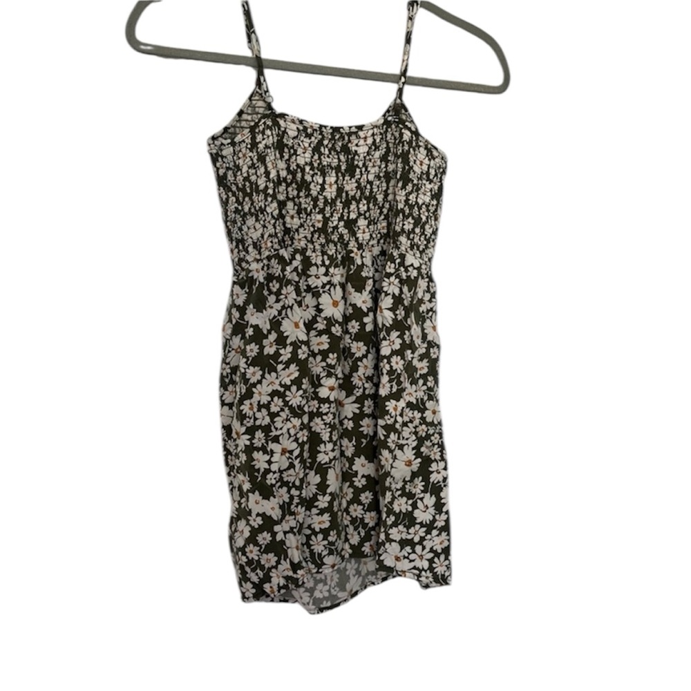 Floral Ribbed Open Back Mini Dress